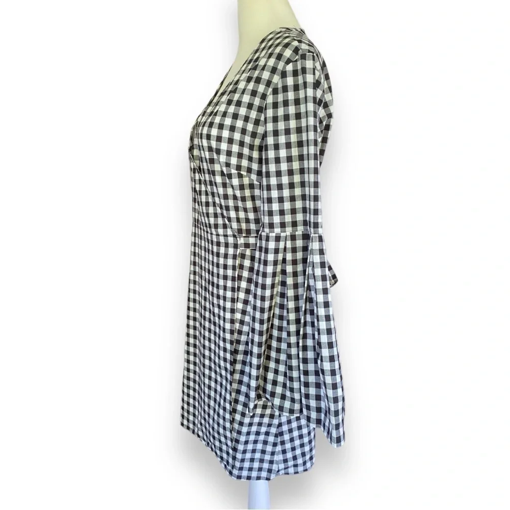 NEW Jack By BB Dakota Alter Ego Black and White Gingham Check Wrap Dress | M